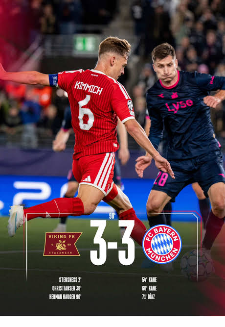 FC Bayern München spilte 3–3 borte mot Viking FK